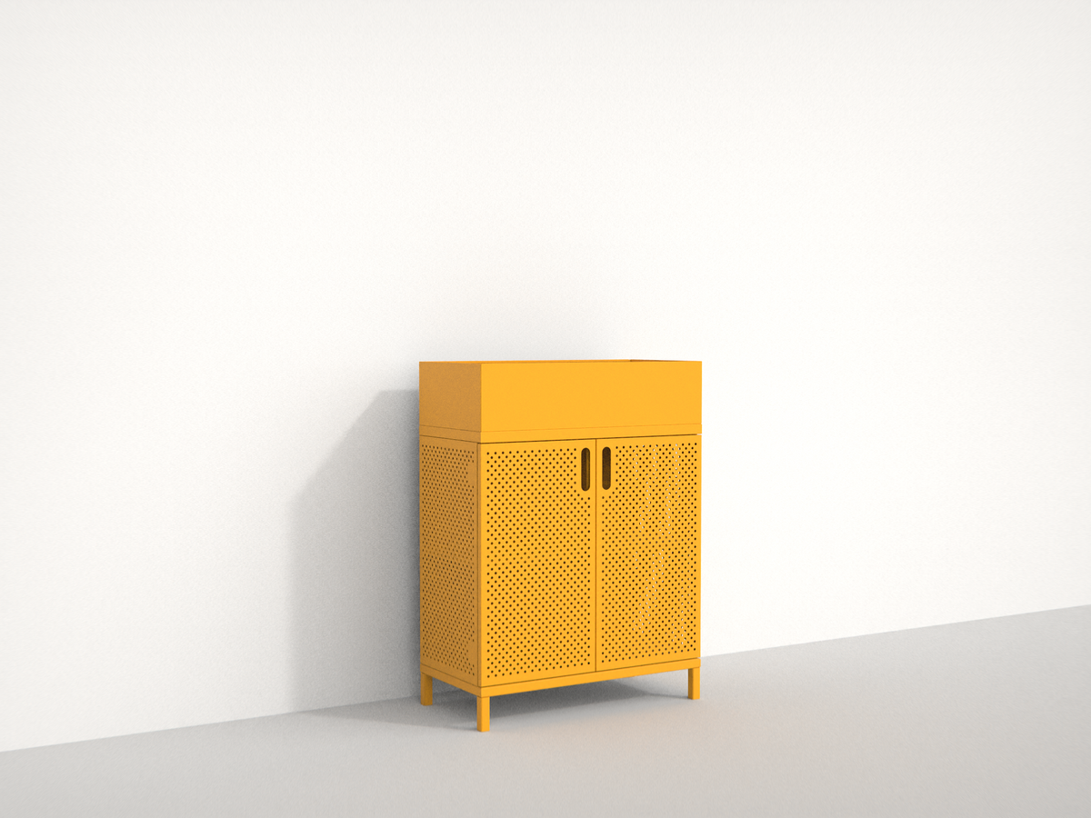 Designer metal cabinet with collar #4010